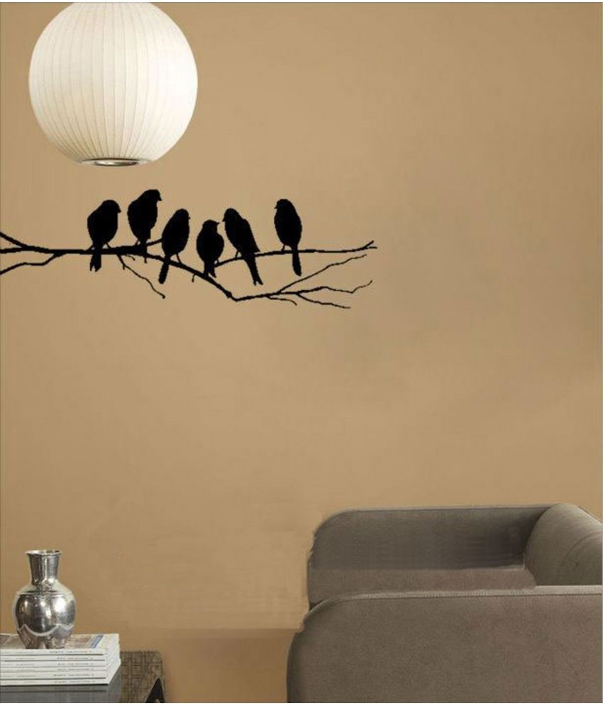 Stickerskart Wall Decals Black Sparrows Branch Silhouette Wall Sticker ...