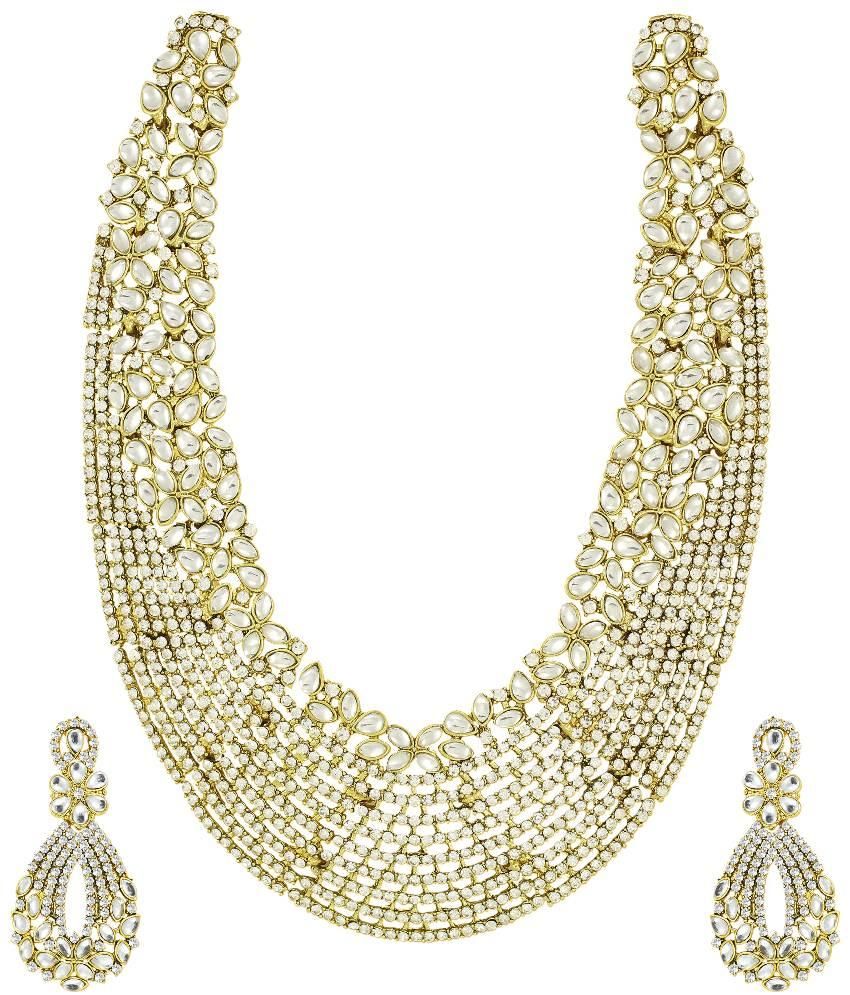 Zaveri Pearls Golden Necklace Set - Buy Zaveri Pearls Golden Necklace Set Online at Best Prices 