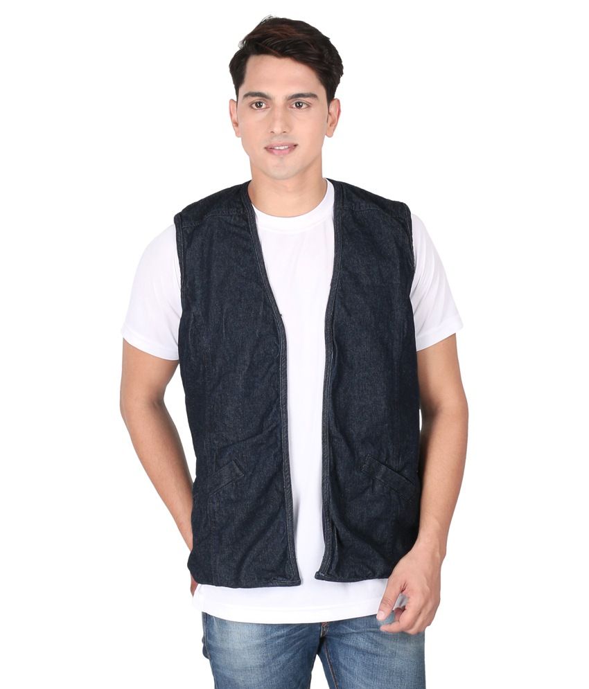 Magneto Black Sleeveless Cotton Blend Reversible Jacket - Buy Magneto ...