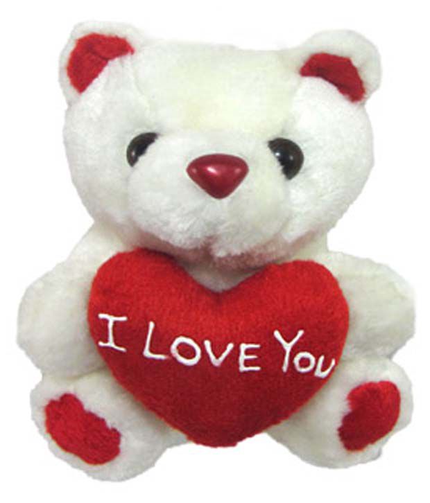     			Tickles Tiny Cute Teddy with I Love You Heart Stuffed Soft Plush Animal Toy for Kids (Color: White Size: 13 cm)