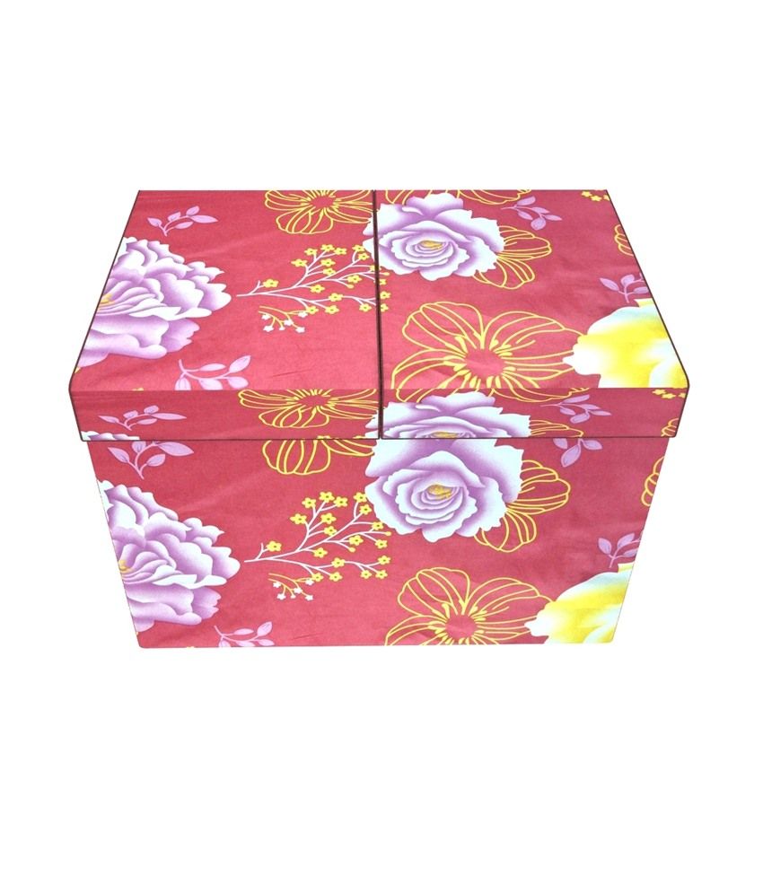     			Home Candy 3-D Print Reactive Red Flowers Foldable Multi Utility Storage Box