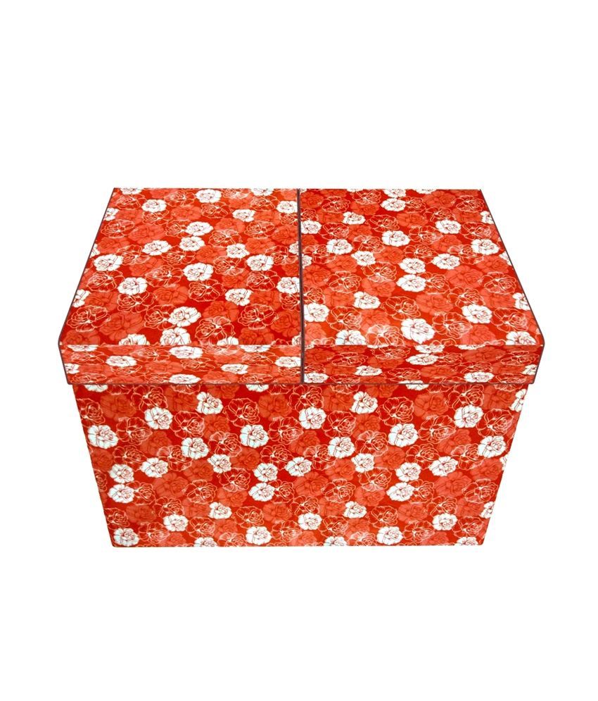     			Home Candy Orange Floral Foldable Multi Utility Storage Box