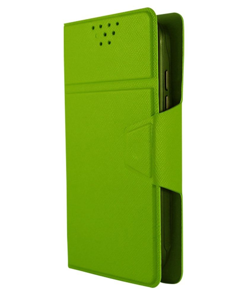 Molife Universal Flip Cover For Lenovo A7010 Florocent Green Flip