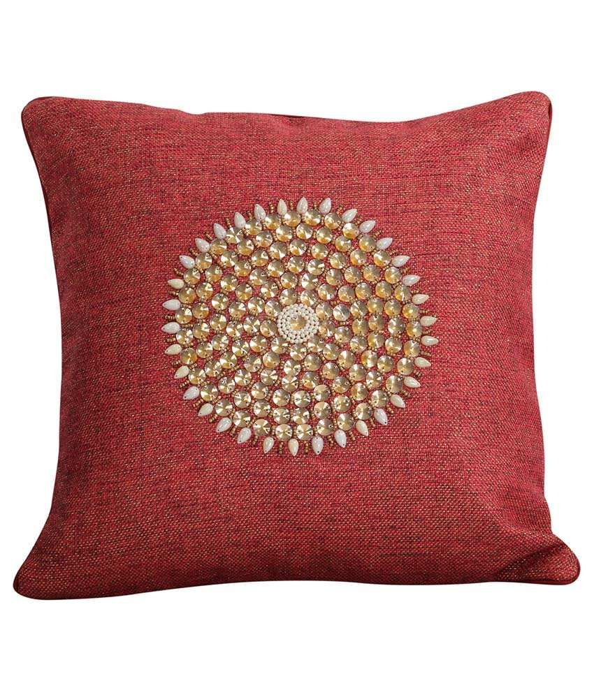 Dekor World Red Polyester Cushion Cover Pack Of 2 Buy Online at Best
