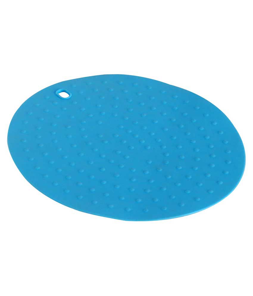    			Pindia Blue Oval Shaped Silicone Table Cup Coaster Mat Pad