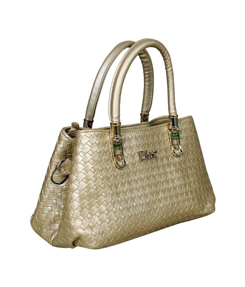 Blossom Golden Partywear Synthetic Sling Bag Cum Handbag - Buy ...