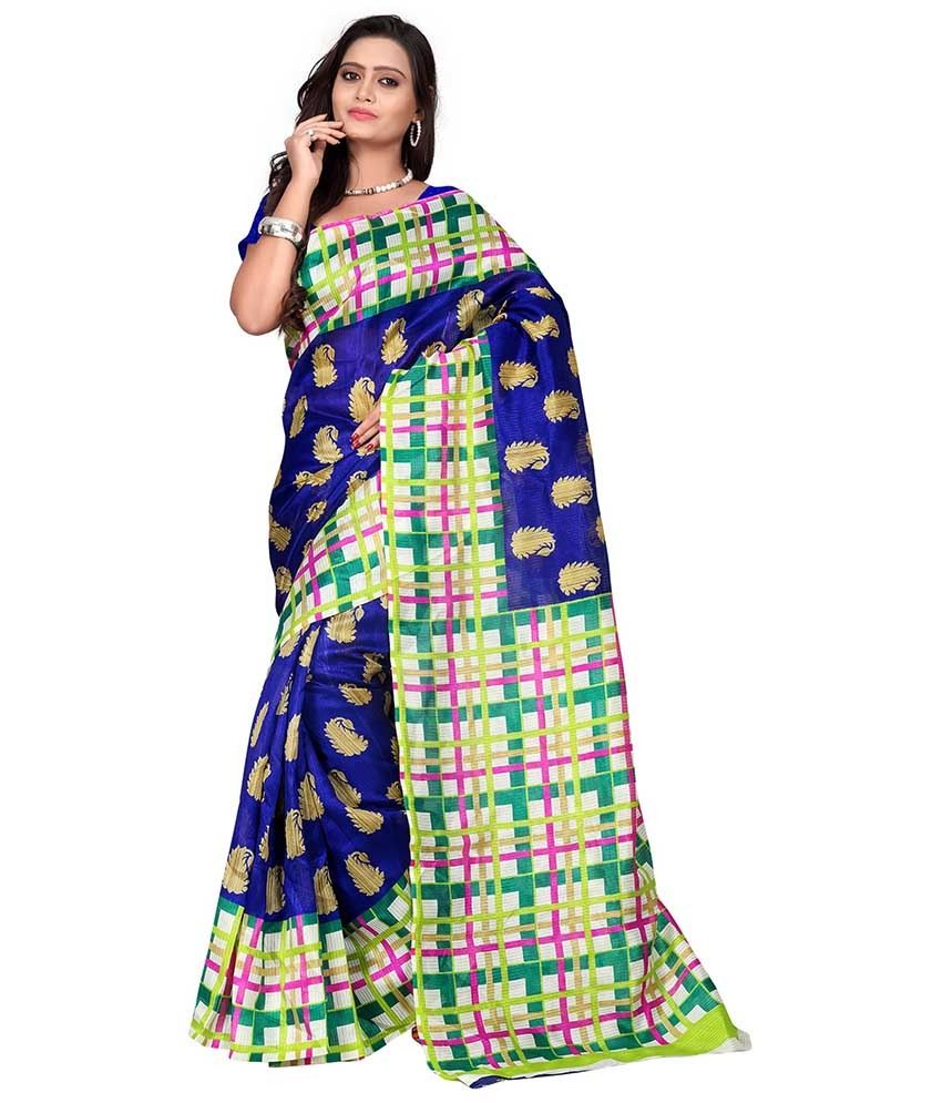 Fancy Sarees Multi Color Bhagalpuri Silk Saree Buy Fancy Sarees Multi Color Bhagalpuri Silk