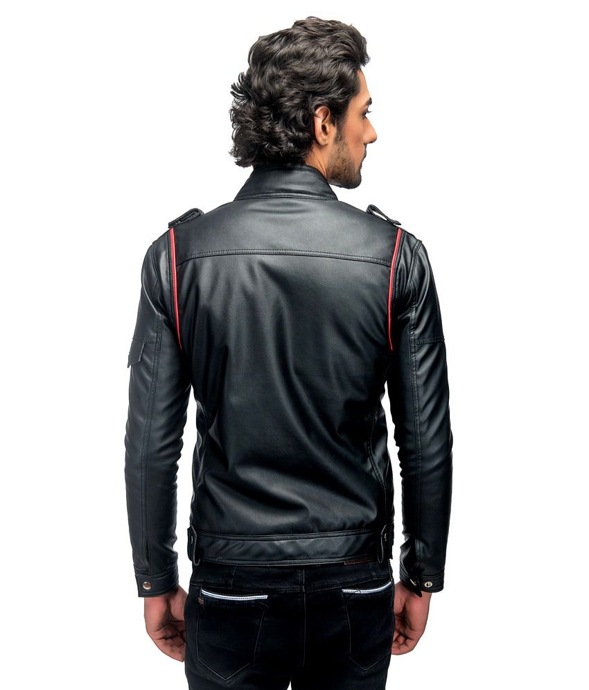 Anbow Black Full Sleeves Leather Biker Jacket - Buy Anbow Black Full