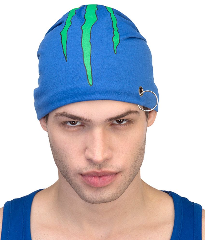 Cravers Blue Woollen Beanie Cap With 