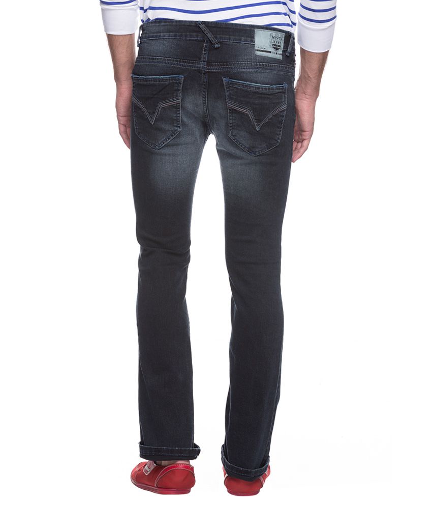 Mufti Black Boot Cut Fit Jeans - Buy 