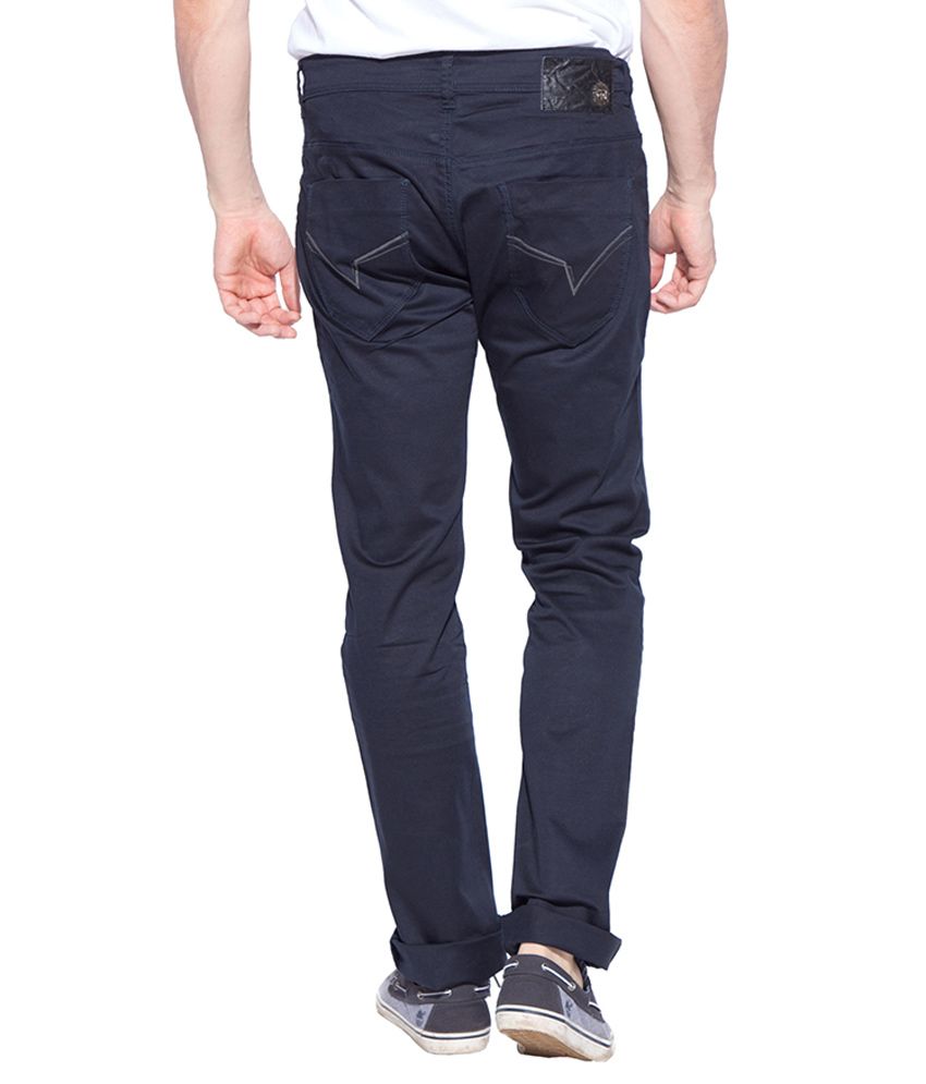 ladies navy slim fit trousers