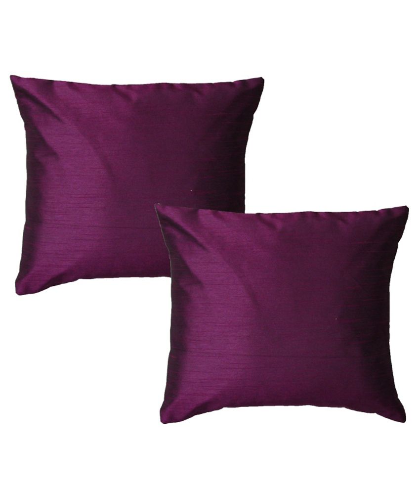     			Home Shine Purple Plain Polyester Cushion Cover Set Of 2