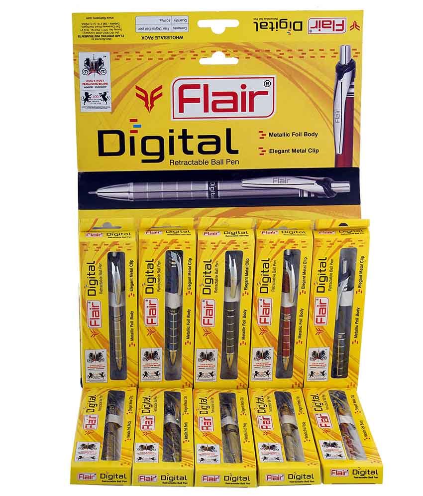Flair Digital Retractable Ball Pen (pack Of 10) Buy Online at Best