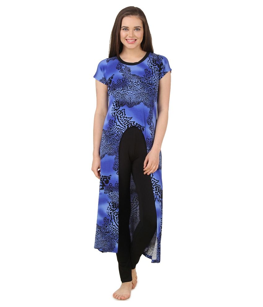     			Fasense Blue Polyester Nightsuit Sets