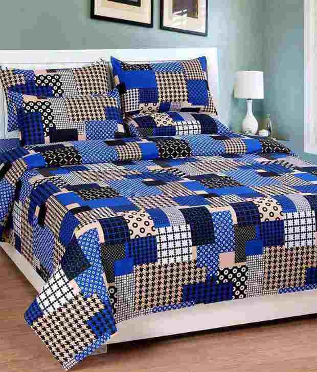 Swastik Handloom Industries Multicolour Cotton Double Bedsheet With 2
