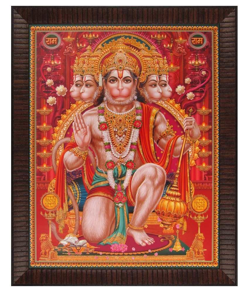 Avercart Lord Hanumanji / Panchmukhi Hanuman Poster (9x11 Inch Framed ...