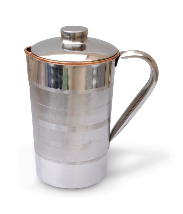     			Prisha India Craft Copper Jug Outside Stainless Steel Indian Copper Utensils For Ayurveda Healing