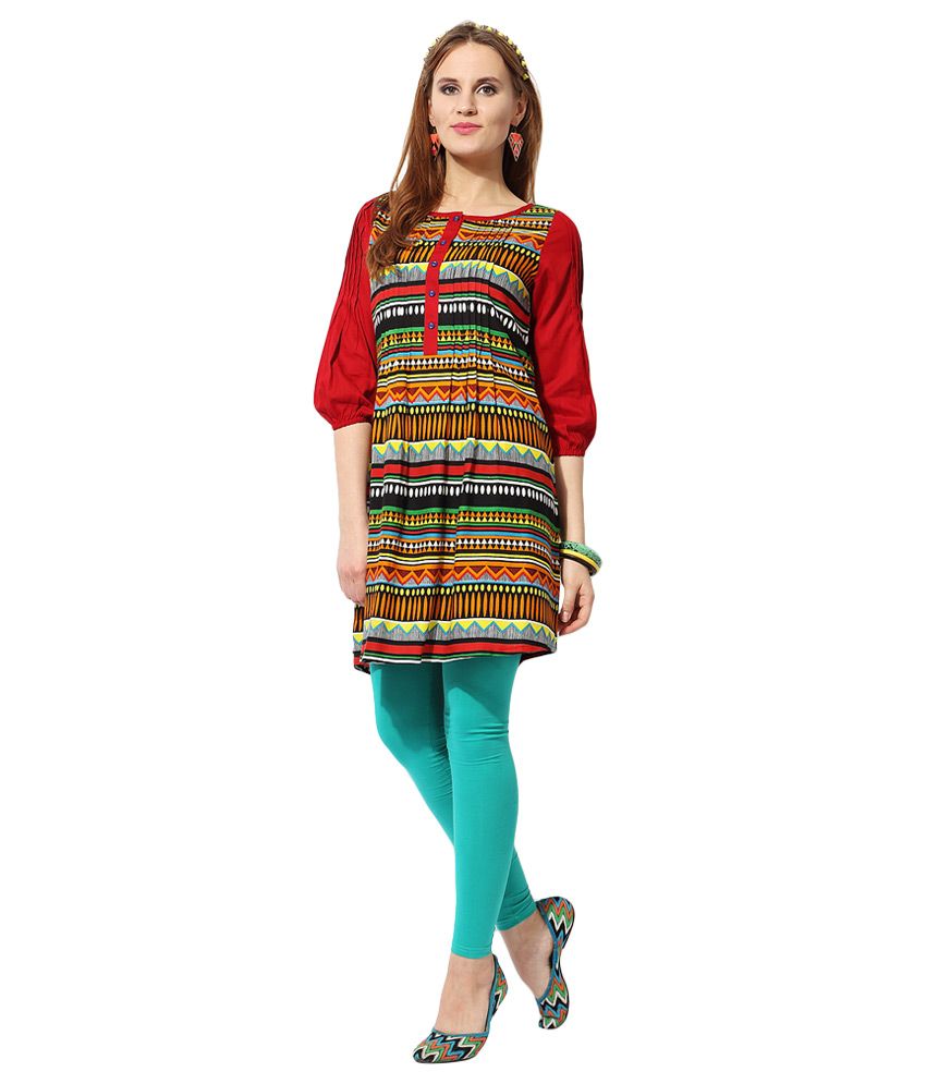 Akkriti By Pantaloons Red Printed Tunic Buy Akkriti By Pantaloons Red