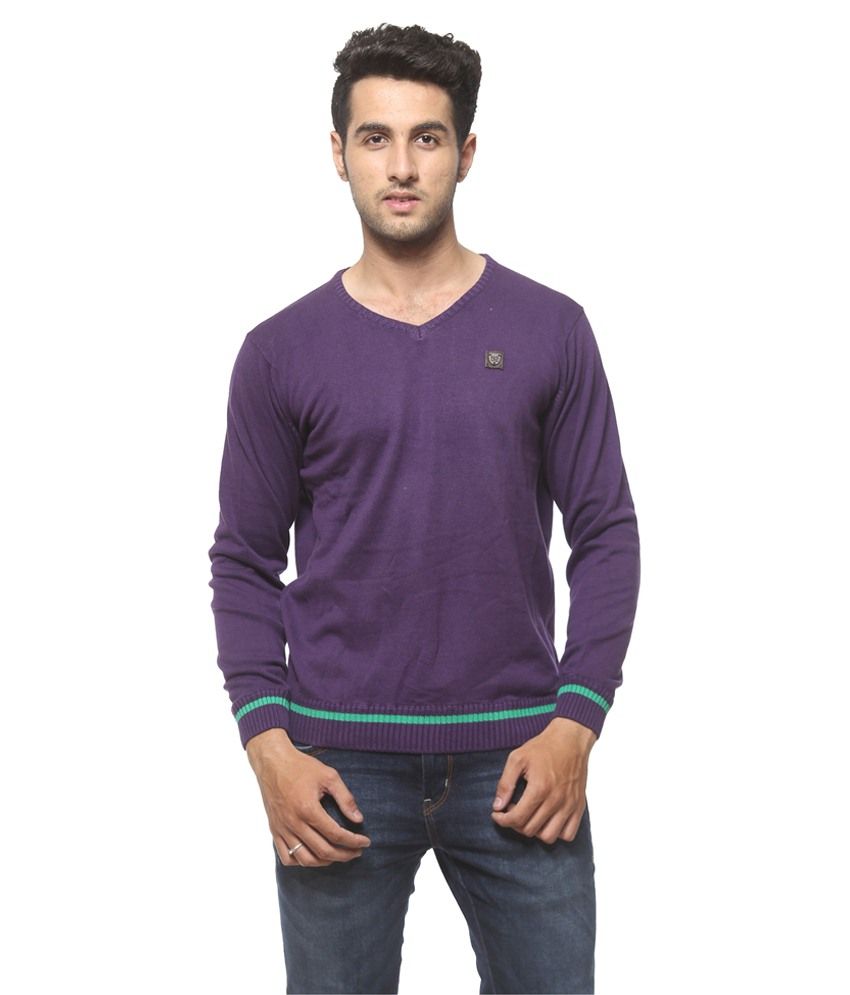 purple v neck t shirt mens