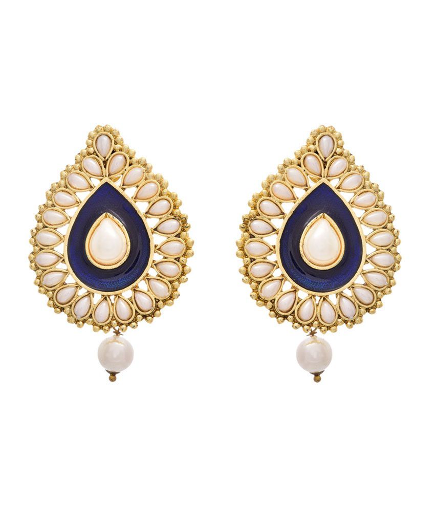     			Jfl - Jewellery For Less Blue Gold Plated Drop Earrings