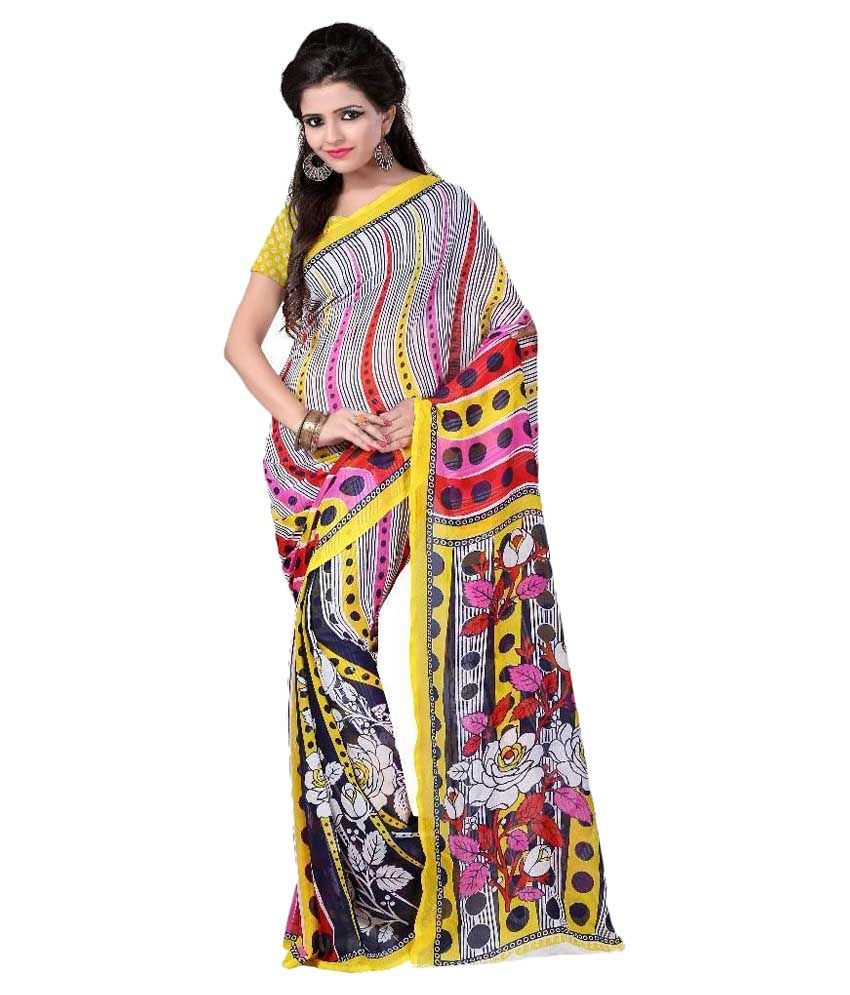 Utsav Fashion Multi Color Faux Georgette Saree - Buy Utsav Fashion ...