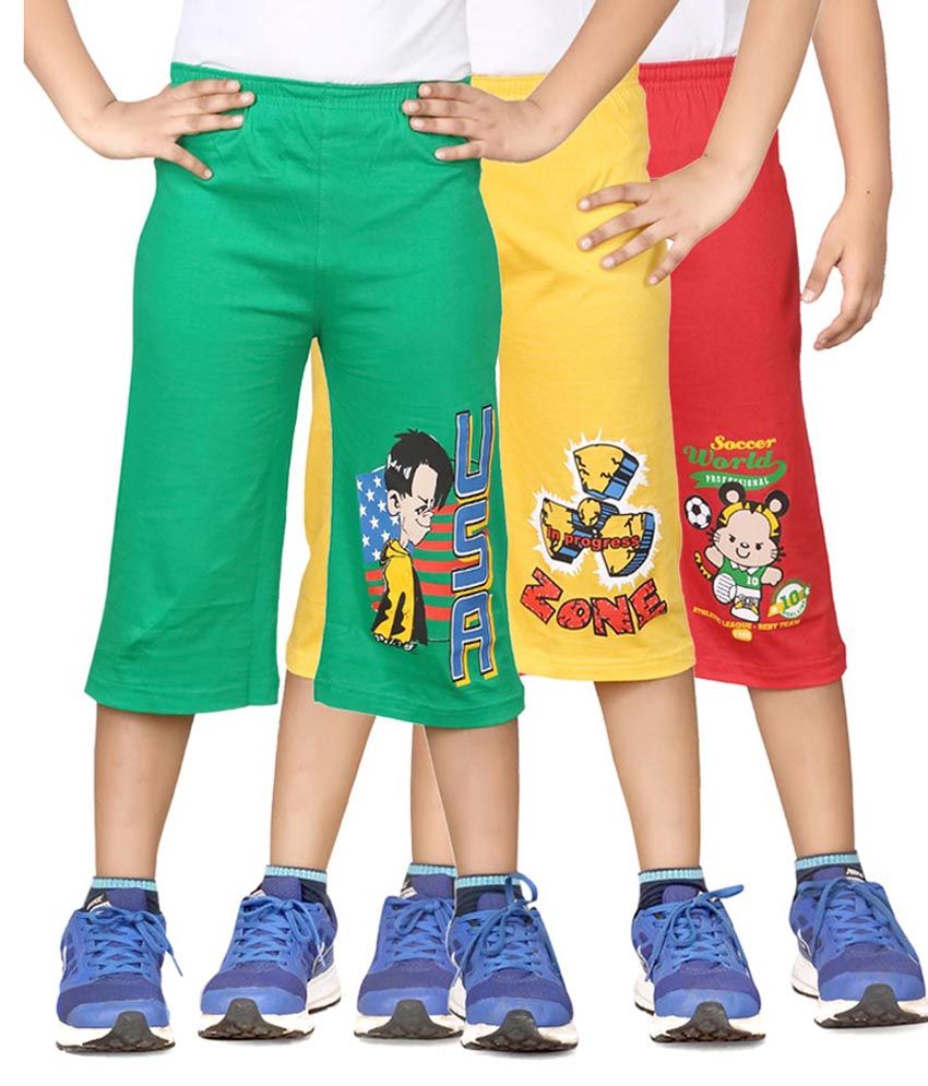     			Dongli Pack of 3 Cotton Three-Fourth For Boys ( Multi Color )