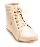 MARC LOIRE White Ankle Length Combat Boots