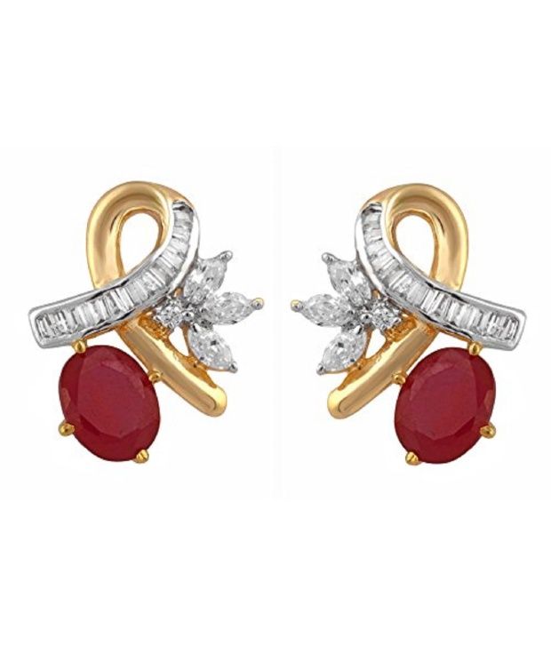 Affinity Ish High Quality Cz Stones Pendant With Earrings Gold Affinity Ish High Quality Cz Stones Pendant With Earrings Gold Plated
