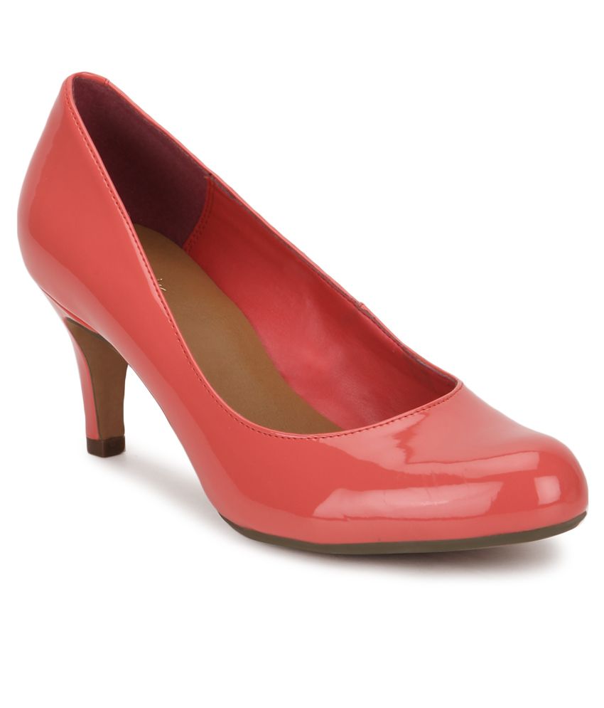 clarks heels for women red