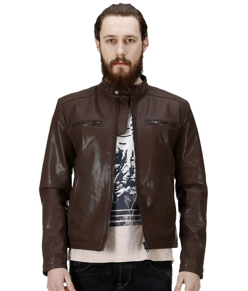 B&B Brown Leather Jacket - Buy B&B Brown Leather Jacket Online At Best ...