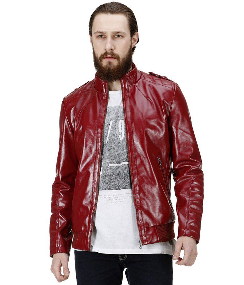 B&B Red Leather Jacket - Buy B&B Red Leather Jacket Online at Best ...