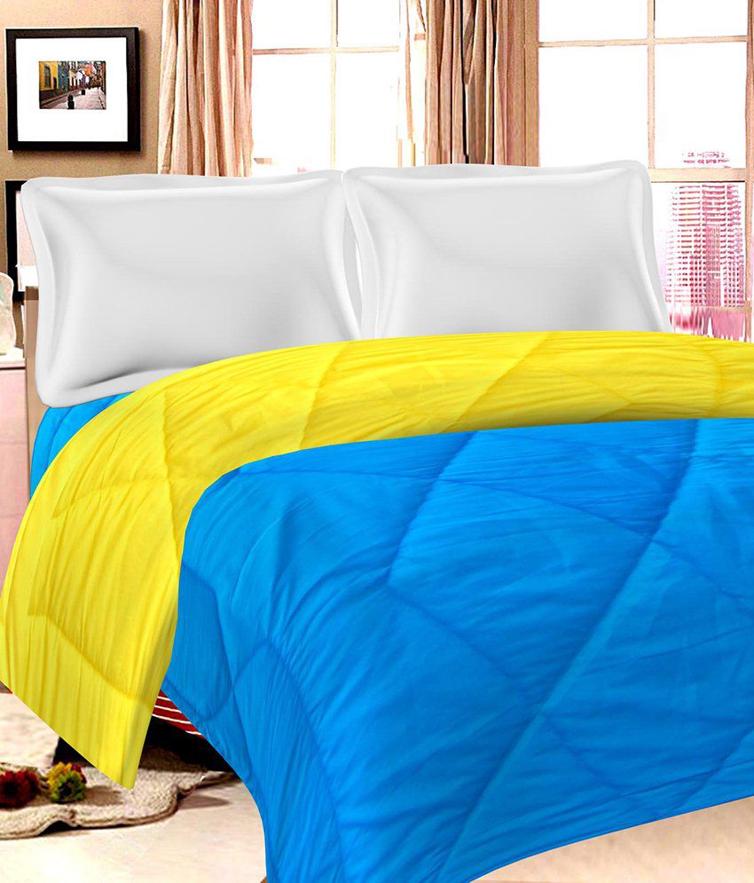     			India Furnish Single Poly Cotton Plain Blue Comforter
