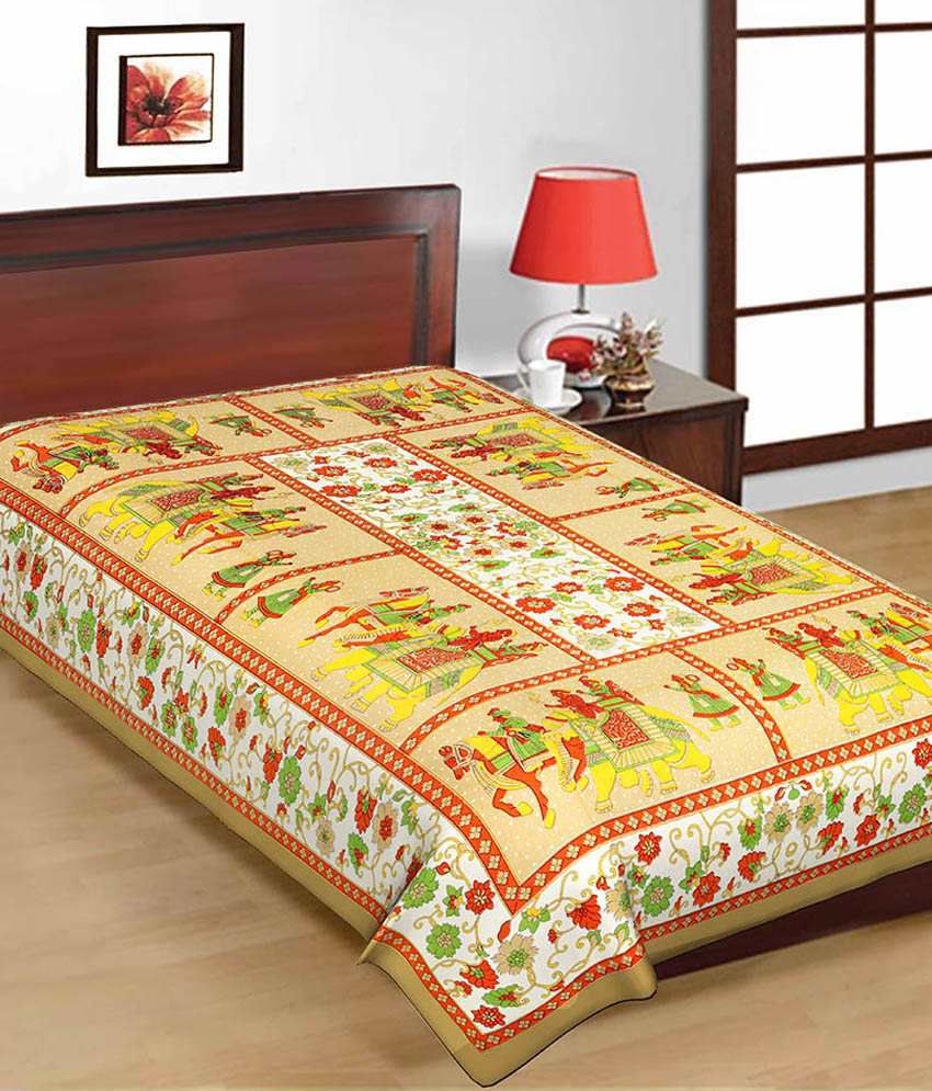     			Uniqchoice Multicolor Cotton Rajasthani Traditional Single BedSheet