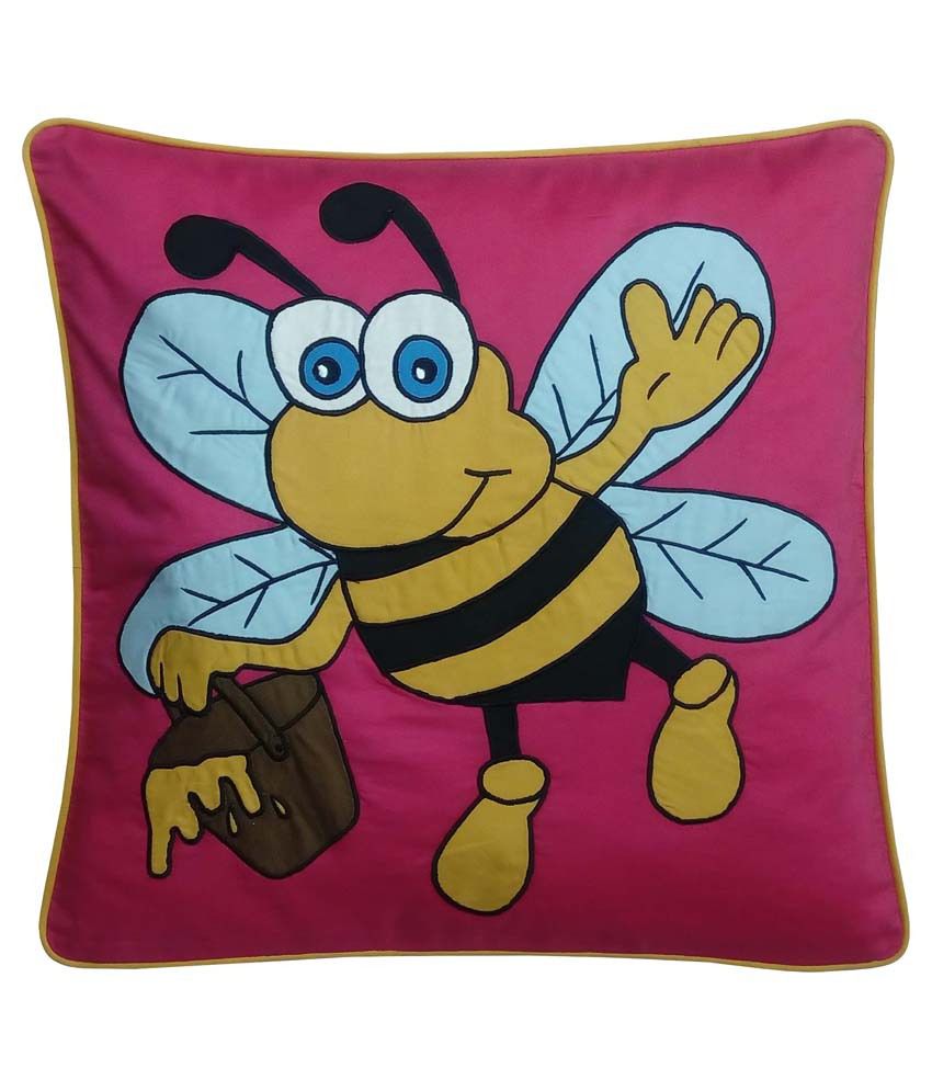     			Hugs'n'Rugs Single Cotton Pink Cushion Cover (40 x 40 cm)