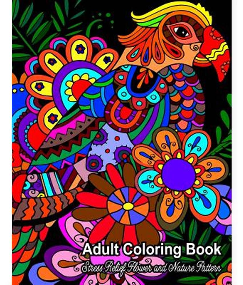 Adult Coloring Book Stress Relief Flower And Nature Pattern