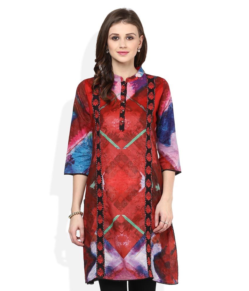 Rain & Rainbow Multicolor Cotton Straight Kurti - Buy Rain & Rainbow ...