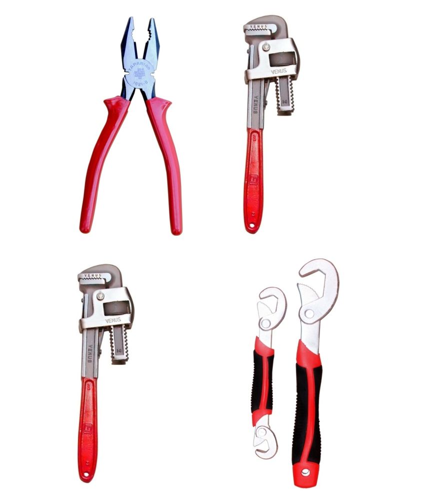 Taparia Tool Kit-Set Of Plier & Venus Pipe Wrench 14 Inch-Pack Of 2 & Universal Wrench
