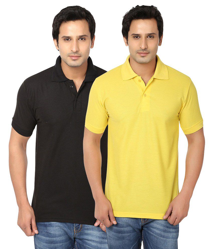 KeepSake Black & Yellow Polo T-shirts Set of 2 - Buy KeepSake Black ...