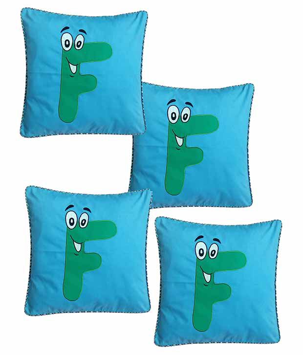     			Hugs'n'Rugs Blue Cotton Cushion Covers - Set Of 4