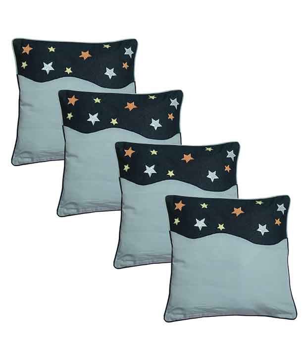     			Hugs'n'Rugs Gray Cotton Cushion Covers - Set Of 4
