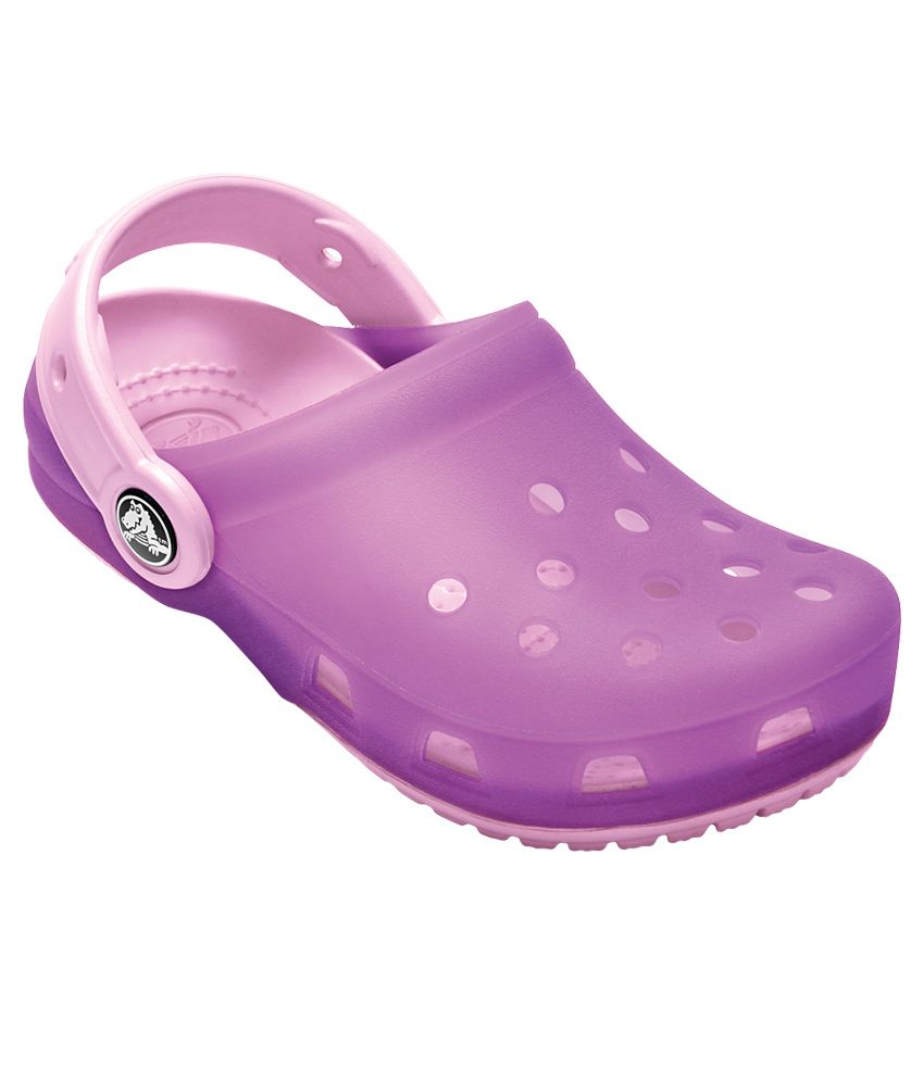 green and purple crocs