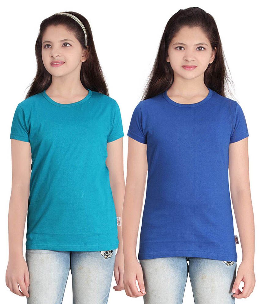     			Sini Mini GIRLS SOLID ROUND NECK TSHIRT(PACK OF 2)