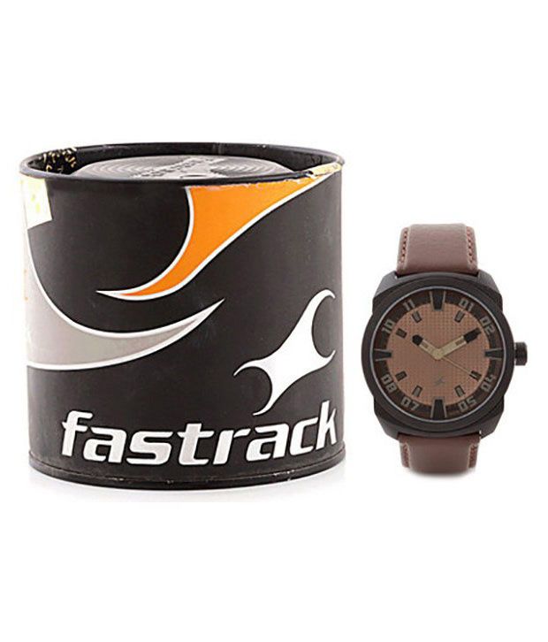 fastrack brown leather watch