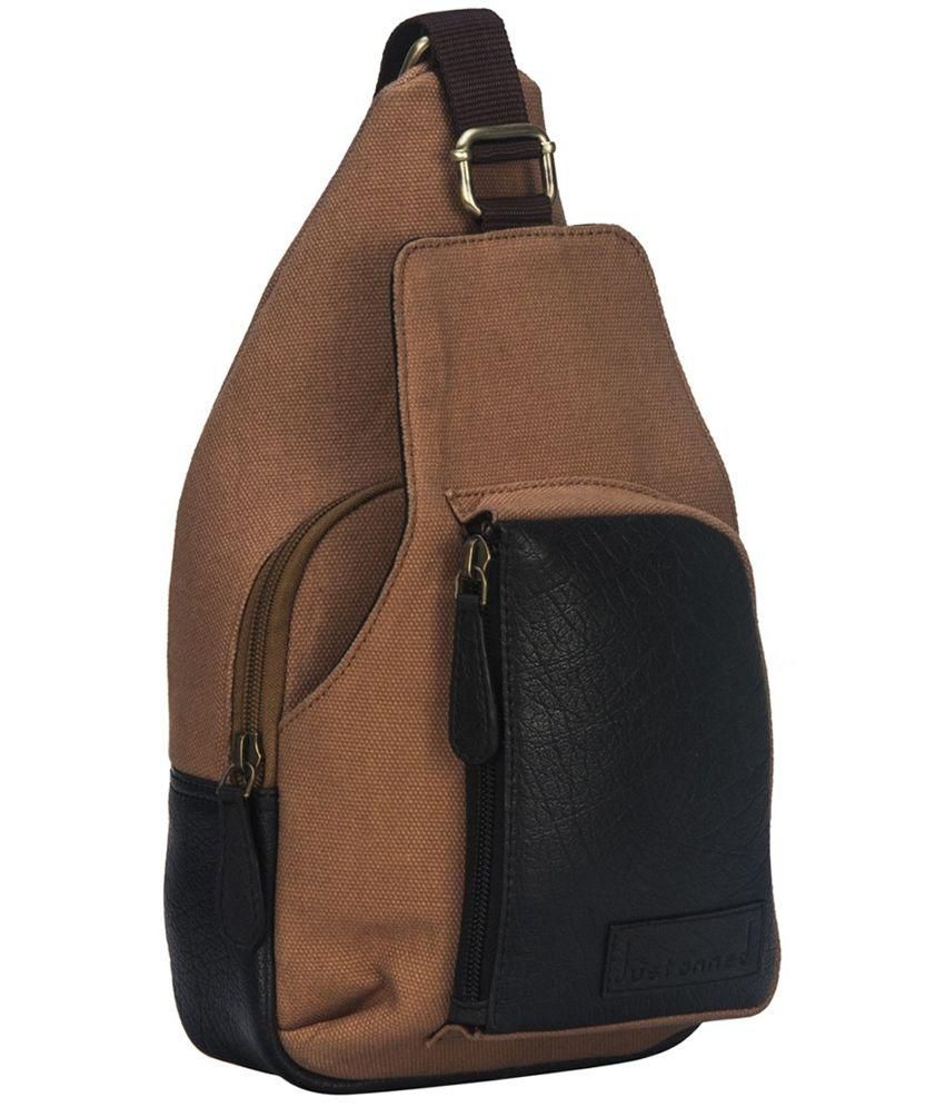 Justanned Brown and Black Leather Backpack - Buy Justanned Brown and ...