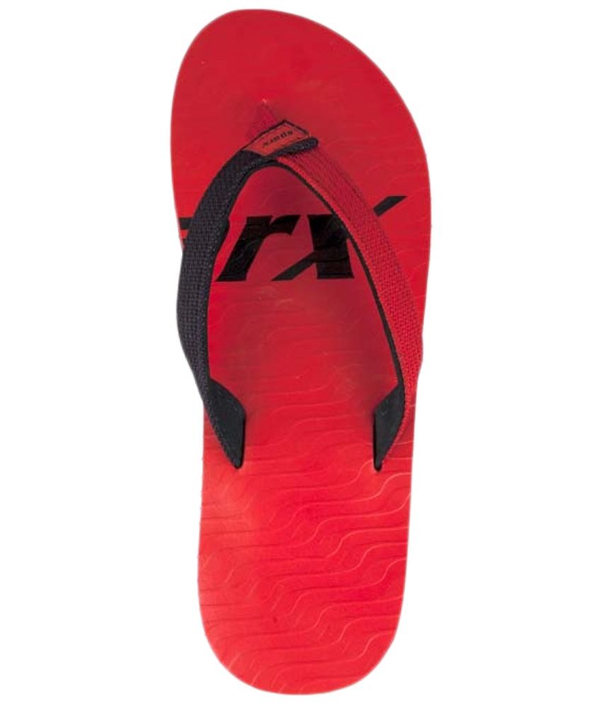 sparx red black slippers