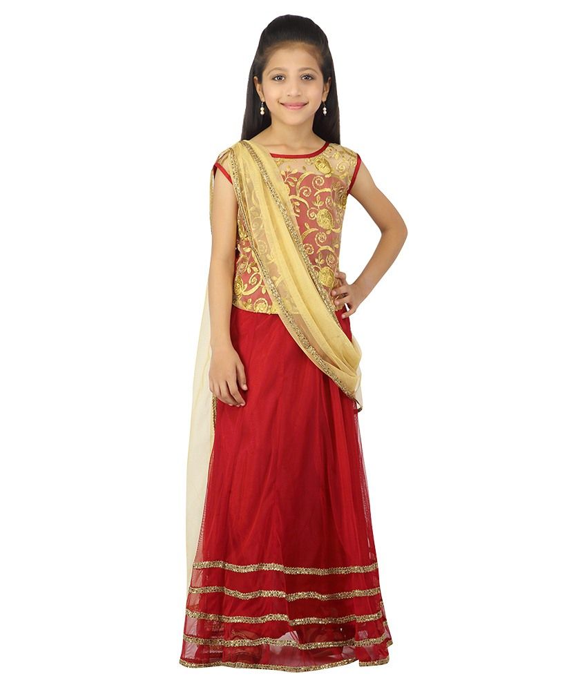 Kay Red & Beige Lehenga For Girls - Buy Kay Red & Beige Lehenga For Girls Online at Low Price 