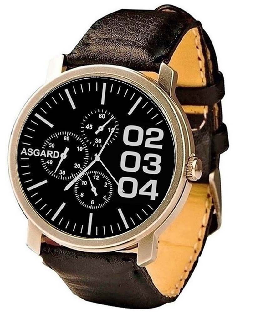 Asgard Black Leather Analog Watch - Buy Asgard Black Leather Analog