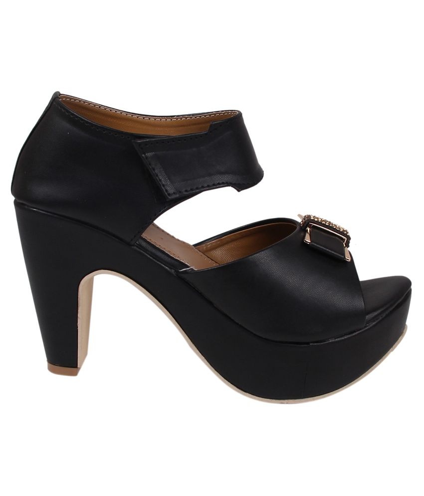 wide width black platform heels