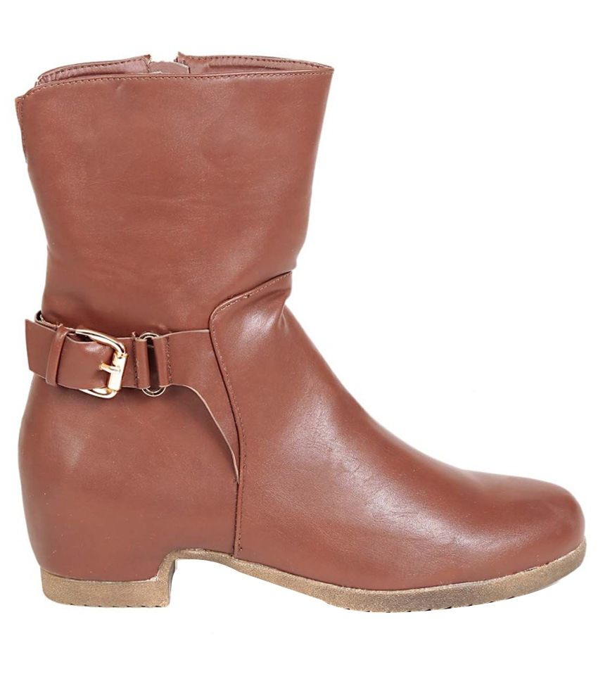brown mid calf biker boots