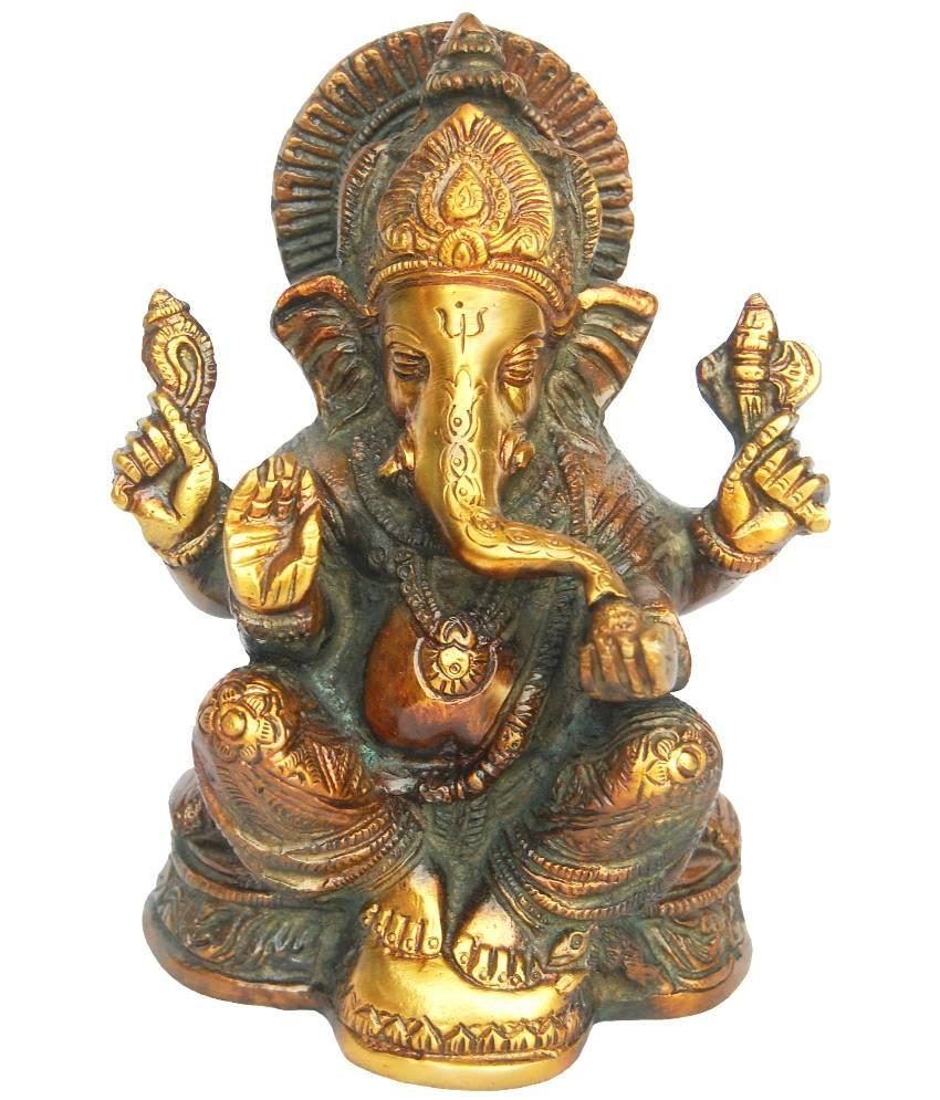 Aakrati Brown Brass Ganesh Idol: Buy Aakrati Brown Brass Ganesh Idol At 